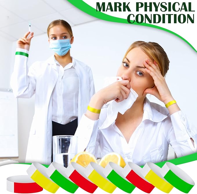 Epakh Paper Wristbands Neon Wrist Bands Waterproof Handbands for Events Lightweight Concert Wristbands Neon Colored Adhesive Wrist Band for Party