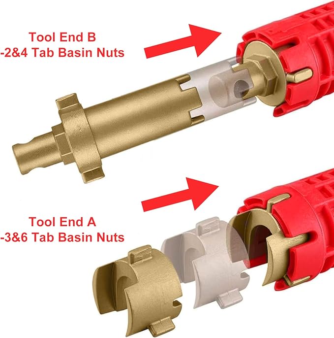 Faucet and Sink Installer（8-in-1）Multi-purpose Wrench Plumbing Tool for Toilet Bowl/Sink/Bathroom/Kitchen Plumbing Repair Installation Hand Tools(red)