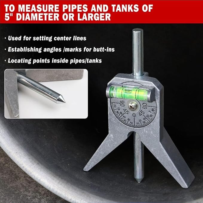 Pipe Center Finder,Pipefitter Tools w/Magnetic Centering Head,Measure Pipe Diameter,Accurate Location Aluminum Pipe Marker Centering Tool for Pipe Measurement