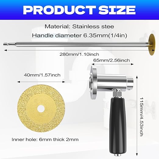 Pipe Inside Cutter for PVC Pipe with Diamond Grit Cutting Wheel and Handle, 7 Inch Adjustable Cutting Depth Stainless Steel Plumbing Cutter Tool Fit with 1/4" Hex Shank,for 1-1/2 Inch to 8 Inch Cut
