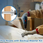 smseace 200Pcs 3/16"x1/2" Pop Rivets with Washer Assortment Kit 4.8x12.7mm Pop Rivets and 3/16" 304 Stainless Steel Backup Washers Aluminum Rivets kit for Metal/Furniture/Automotive/Instruments