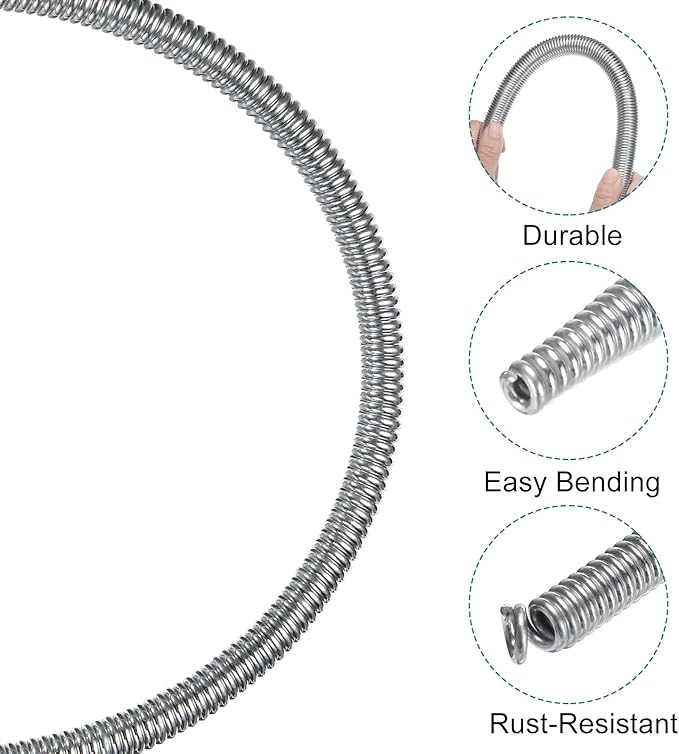 MECCANIXITY Spring Tube Bender OD 9mm/0.35" Steel Spring Pipe Copper Tubes 1100mm/43.31" Long for 1/2" Copper Pipe(12mm) in Home Renovations,Electrician Wiring Bending Pipe(insert-pipe use)
