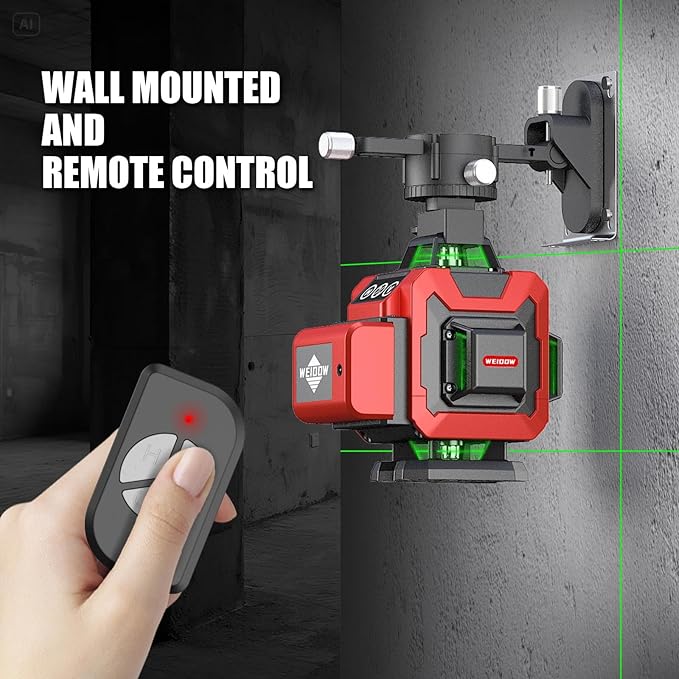 Laser Level,WEIDDW 4D 16 Lines Laser Level 4x360 Self Leveling Tool for Construction and Picture Handing Green Cross Line Vertical and Horizontal Line leveler Tool
