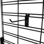 KINGDOM SOLUTIONS – 16-Pack Black Metal Slatwall Hooks (8X 4, 8X 6) – Heavy-Duty Slat Wall Accessories for Garage Organization, Retail Displays & Tool Storage Systems
