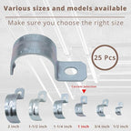 1 Inch 25PCS Zinc-Plated Steel Rigid Pipe 1 Holes Cable U Bracket Pipe Clamp Electrical Conduit Straps Rigid Pipe Strap Secure Mounting for RGD Conduit RustResistant Straps for Reliable Installation