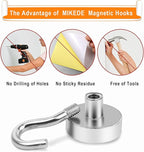 MIKEDE Magnetic Hooks Heavy Duty, 28Lbs Neodymium Magnets with Hooks for Refrigerator, 10Pcs Strong Cruise Hooks for Hanging, Magnetic Hanger for Grill, Toolbox, Storage