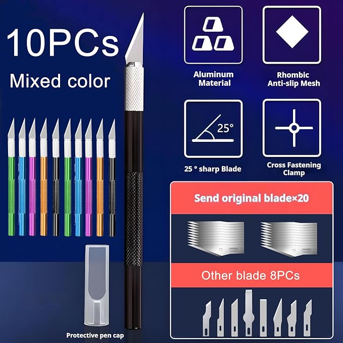 38pcs 8" Exacto Knife & Blades Set for Crafts, Utility Razor Xacto Knife, Paper Cutter(Exacto Utility Knife)