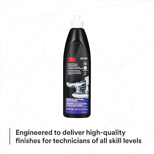 3M Perfect-It Random Orbital Compound, 34130, 1 Pint, Fast Cutting Compound for Automotive Buffing & Polishing