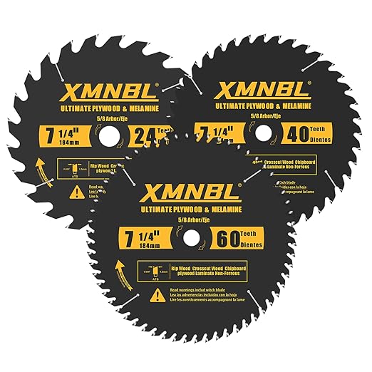 7-1/4 Inch Circular Saw Blade 24T 40T 60T Combination,7-1/4 Saw Frame Ultra Fine Finish Circular Saw Blade,Compatible with DEWALT,Makita,Skil Saw for Wood Plywood Material Cutting,5/8 Inch Arbor