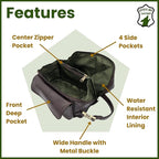 Coyote Bay® Premium Full Grain Soft Leather Makeup Bag Large 9 Inch, Travel Organizer Pouch, Shaving Kit, Cosmetics Toiletry Bathroom Organizer Kit