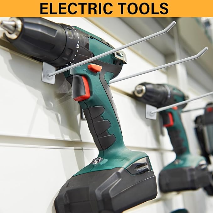 Moxweyeni 100 Pack Slatwall Hooks Slatwall Accessories Slat Wall Hanging Pegboard Hangers Slat Board Display Hooks for Retail Garage Organization Gridwall, White(9.8 Inch)