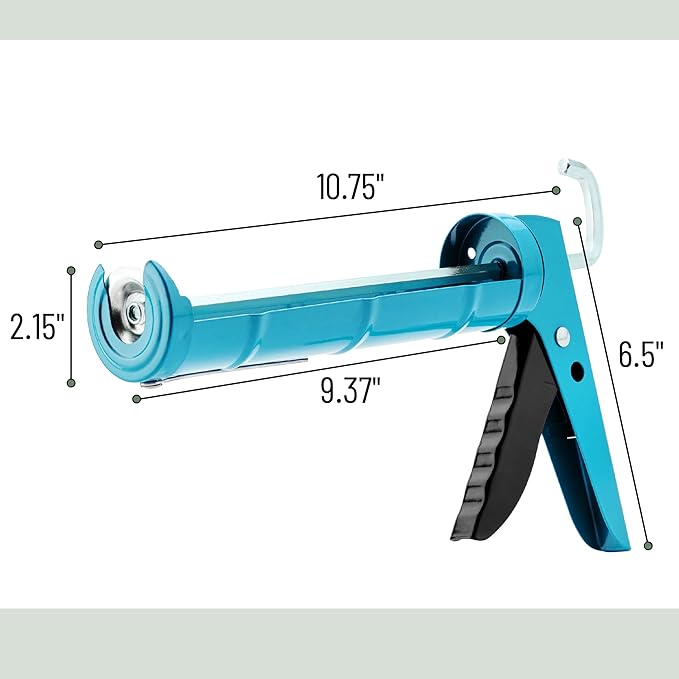 Bates- Caulking Gun, 10:1 Thrust Ratio, Light Blue, Caulking Tool Gun, Caulk Gun No Drip, Hand Caulking Guns, Silicone Gun, Caulking Gun Tool, No Drip Caulk Gun, Caulk Guns, Caulking Gun Dripless