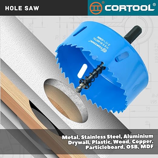 1-1/2 Inch Hole Saw with Arbor for Metal and Wood Cutting, Bi-Metal Hole Cutter, 1-1/2" Hole Saw Kit for Drywall, Wood, PVC Boards, Fiberglass and Vent Pipes