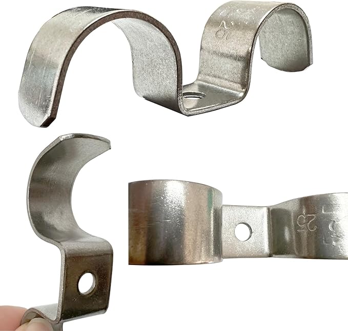 6pcs 12mm(1/2 inch) Double Line Clamp Heavy Duty 1 Hole Conduit Strap 304 Stainless Steel M-Type Pipe Strap For Wire Pipe Cord Installation
