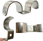 6pcs 12mm(1/2 inch) Double Line Clamp Heavy Duty 1 Hole Conduit Strap 304 Stainless Steel M-Type Pipe Strap For Wire Pipe Cord Installation