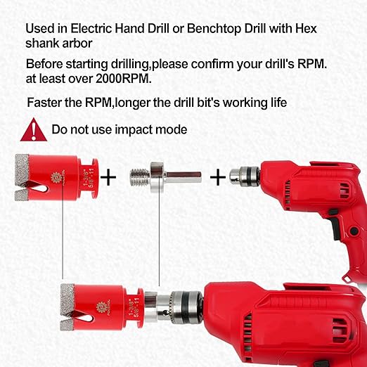 Diamond Core Drill Bit Set - FOCSTOL 11pcs Diamond Hole Saw Kit for Porcelain Tile Ceramic Marble Granite (6/6/8/20/35/50/65mm+20mm Finger Milling Bit+50mm Beveling Chamfer Bit+Hex+115mm Saw Blade)