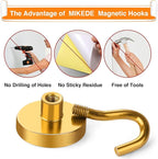 MIKEDE Magnetic Hooks Heavy Duty, 40 Lbs Magnet with Hooks for Cruise Cabins, Strong Magnets Neodymium for Hanging, Magnetic Wall Hooks for Refrigerator, Locker, Workplace(Yellow, 10 Pack)