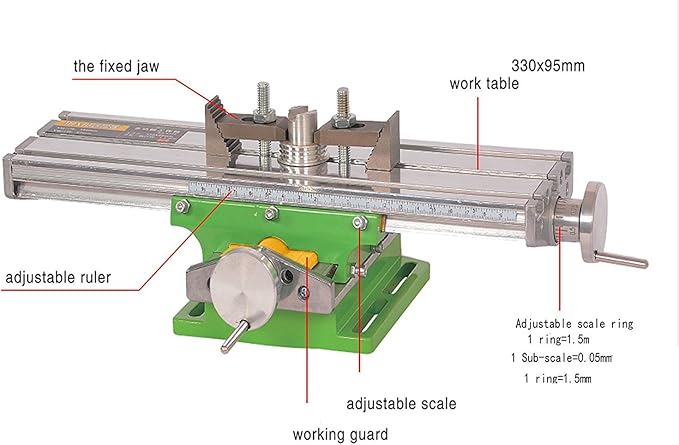 AMYAMY Milling Machine Worktable,Cross Slide Table - Compound Drilling Slide Table for Bench Drill Adjustable X-Y Axis (330x95mm)