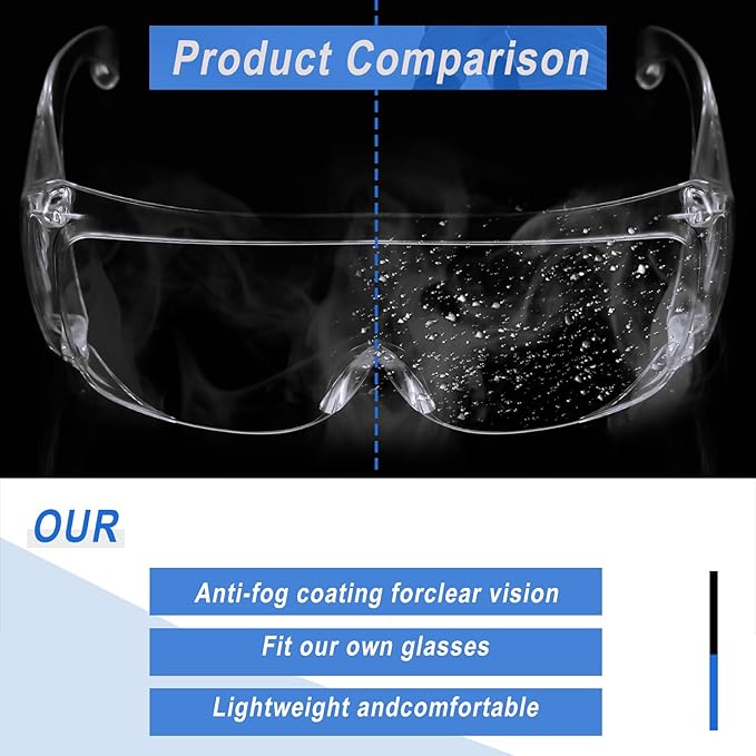 Kanayu Safety Glasses Bulk Protective Goggles Anti Fog Scratch Resistant Eyewear