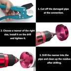 9-piece Pipe Reamer Kit Plastic CPVC ABS Pipe Reamer Tool Size 1/2", 3/4", 1", 1-1/4", 1-1/2", 2", 2-1/2", 3", 4", for Standard 1/2" Drills (9)