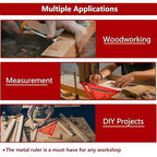 Carpenter Square 12 Inch, Aluminum Rafter Square Carpenter for Woodworking, Sturdy Angle Drawing Measuring Ruler, Layout Tool Alloy Triangle Ruler Protractor for Carpentry, Red