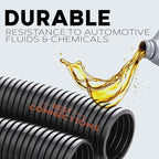 BEST CONNECTIONS (1" x 100 ft) Split Wire Loom Flex-Guard Convoluted Tubing Protective Split Cable Sleeves for Automotive Home Industrial Electrical Wires Chemical Resistant Conduit Black