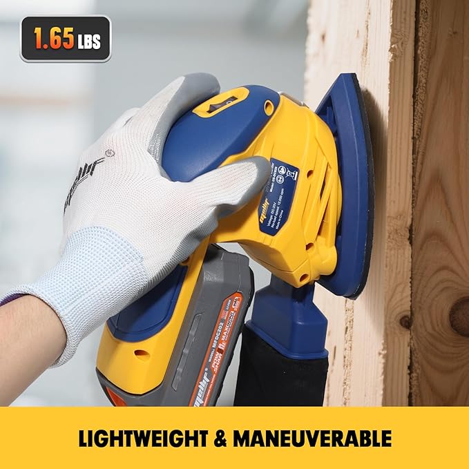 Mellif Cordless Detail Sander Compatible with Dewalt 20V MAX Battery (Tool Only), Brushless Corner Sander with 12,000 OPM Speed, 10PCS Sandpapers, Dust Collector, for Tight Space, Metal, Woodworking