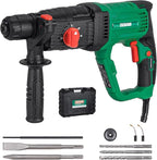 1" SDS-Plus Lightweight Rotary Hammer Drill, 9 Amp 4 Functions Corded Variable Speed Rotomartillo with Safety Clutch for Concrete, Includes 3 Drill Bits,2 Chisels,Carrying Case