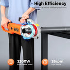 Electric Pipe Threader, 2300W Pipe Threading Machine with 6 Dies (1/2" - 2"), 110-120V Ratchet Pipe Threader Kit, Heavy-Duty Hand-Held Power Drive Kit