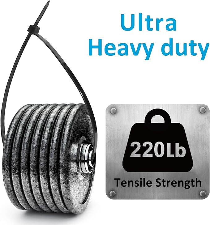 Large Zip Ties 18 Inch (120 Pack) - Heavy Duty, 220 lb Tensile Strength, Black Cable Ties, Extra Long Wire Ties, SKALON