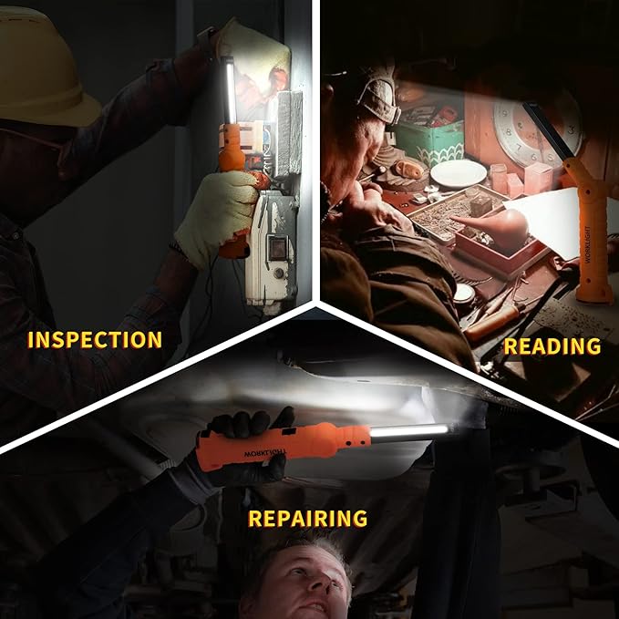 4 Pack Flash lights Vagocom Automotive Tools for Mens Dad,Cordless LED Rechargeable Worklight with Magnetic Base 360° Rotate 5 Modes Brightness Trouble Torch for BBQ,Camping,Handmade,Mechanic,Gift