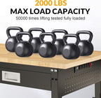 48" Workbench with Drawers, Adjustable Height Work Bench 2000 LBS Heavy-Duty Work Table Rubber Wood Work Station with Power Outlet & Pegboard for Garage, Office, Workshop, Home, Party Shop