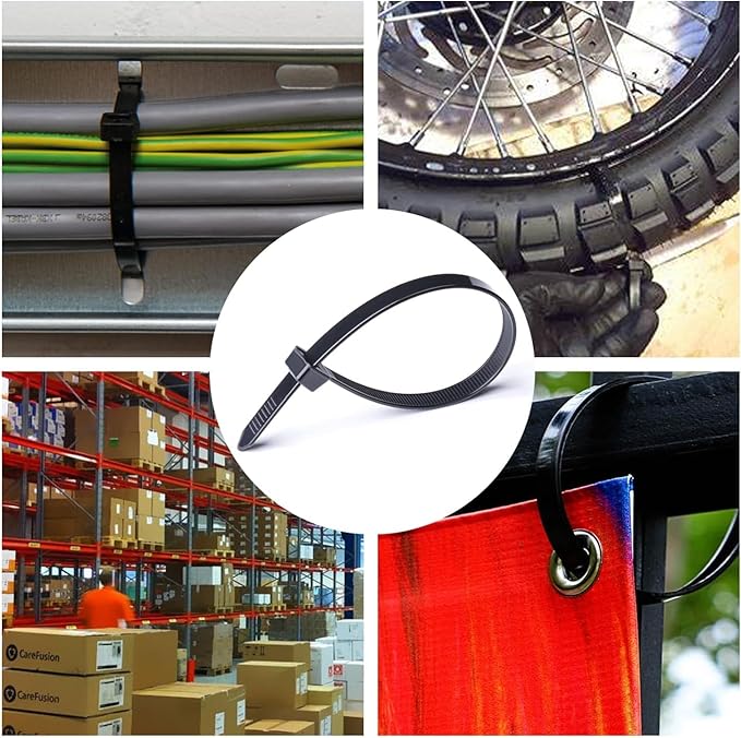 Black Zip Ties 100 Pcs,TDEBSSY 24in Long 70lb Heavy Duty Cable Ties 4.8mm Wide Self Locking Nylon Zip Ties UV Resistant Strong Wire Ties with 32 kg Tensile Strength (24in/70lbs)