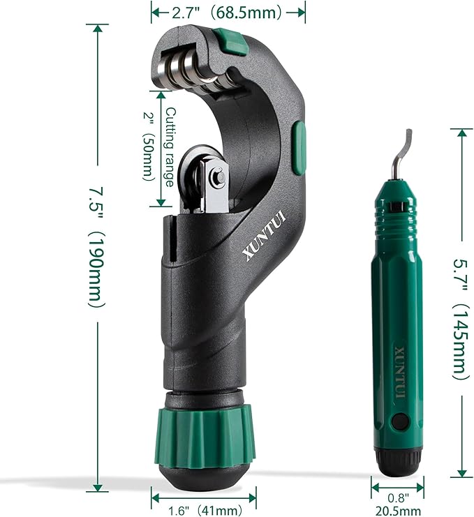 Copper Pipe Cutter Tool Set 3/16"-2" OD, Tube Cutter for Copper,Brass,Aluminum&Stainless Steel, HVAC Metal Plumbing Tubing cutter Tool with Deburring Tools&Extra Blades