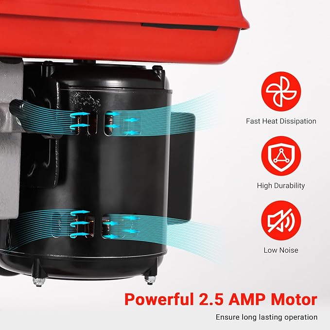 8" Benchtop Drill Press, Laser Ray (Class II Max. 1mW), Tabletop Drilling Machine with 5 Adjustable Speeds (620 to 3100 RPM), 0-45°Tilting Worktable with LED Light (1W), for Wood or Metal