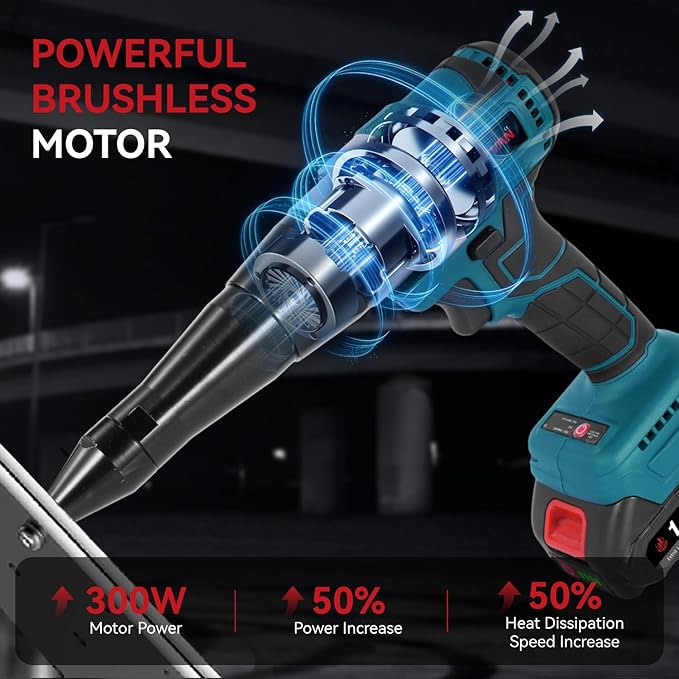 Cordless Rivet Gun with 2PCS Batteries and 1.2A Fast Charger, Brushless Electric Rivet Gun, 0.78" Stroke Length, Rivet Gun Kit for 1/8", 5/32", 3/16" Stainless & Aluminum Rivets
