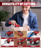 HK Cordless Electric Scissors, Rechargeable Cardboard Cutter, 4V Upgrade Motor Electric Box Cutter with 2 Blades & Safety Lock, Powerful Cutting for Cardboard Box, Plastic, Leather