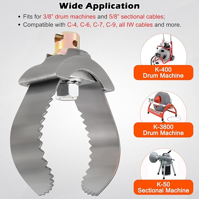 52822 T-232 3" Heavy-Duty C Cutter Cable Coupling Drain Cleaning Tool Fits for 3/8” & 5/8” Drum Including C-4 C-6 C-7 C-9 and All IW Cables, Compatible with K-400 K-3800 K-50 Ridgid Drum Machines