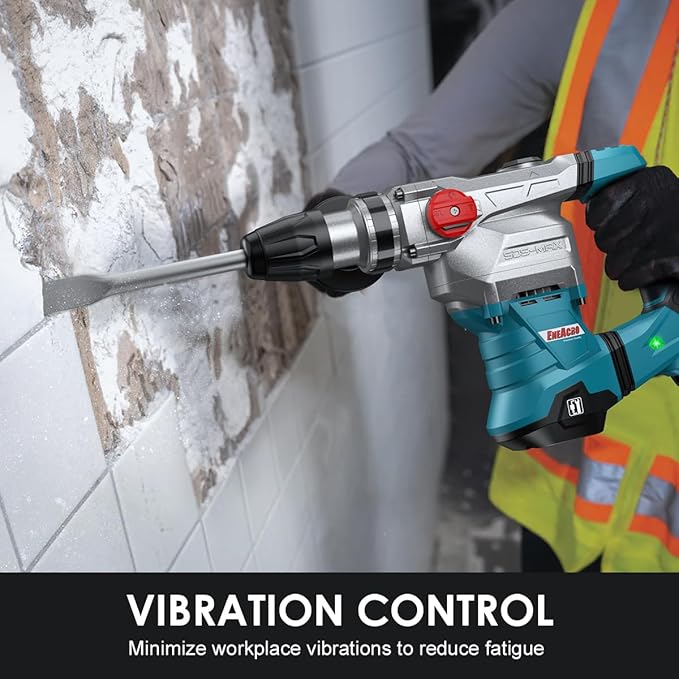 ENEACRO SDS-Max Heavy-Duty Rotary Hammer Drill 9 Ft.lbs, 3 Functions with Safety Clutch & Vibration Control 1-9/16" Drilling Capacity in Concrete– Includes Chisel, Drill Bit, and Tool Bag