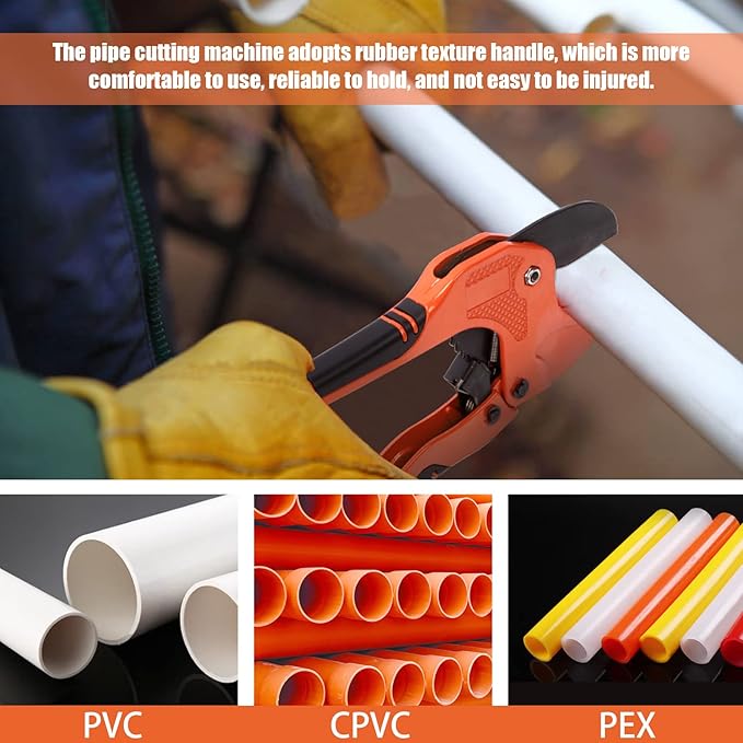 Tanstic 3Pcs Ratchet PVC Pipe Cutter Tool and PEX Straight Cut Pipe Cutter with Mini Tube Cutter, Ratchet-type Pipe Cutter One-hand Fast Pipe Cutting Tool PEX Tube Cutters for Pipe Cutting