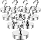 MIKEDE Strong Magnetic Hooks, 110Lbs Heavy Duty Magnetic Hooks for Cruise Cabin, Neodymium Earth Magnets with Hooks for Hanging, Super Metal Industrial Magnetic Hanger for Grill, Cruise, Storage
