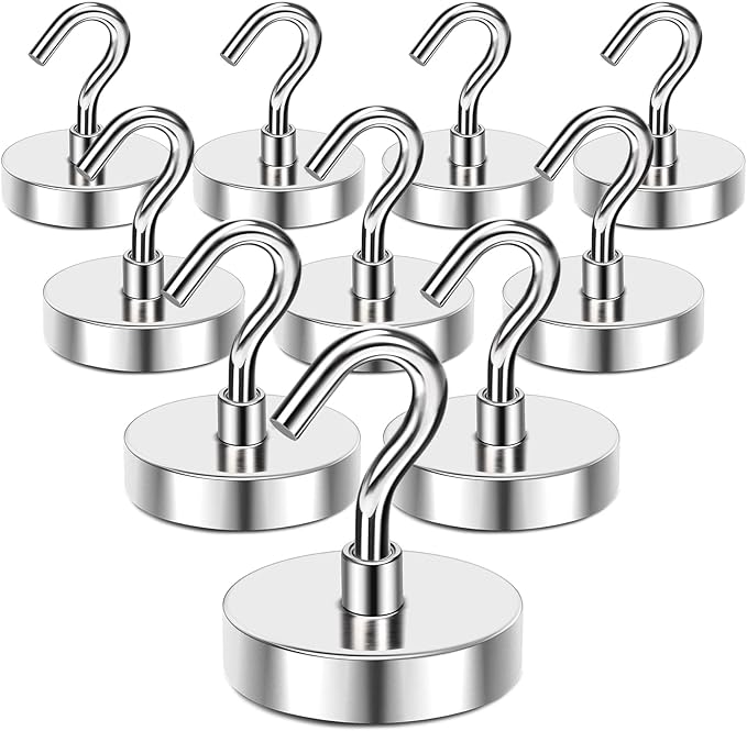 MIKEDE Strong Magnetic Hooks, 110Lbs Heavy Duty Magnetic Hooks for Cruise Cabin, Neodymium Earth Magnets with Hooks for Hanging, Super Metal Industrial Magnetic Hanger for Grill, Cruise, Storage