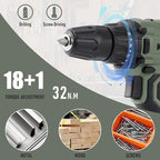 KREBS 20V Cordless Drill Set, Power Drill Kit with 1 Batteries & Fast Charger, 3/8-Inch Keyless Chuck 2 Variable Speed 18+1 Torque Setting and 28pcs Drill Bits