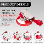 Air Sander 6 Inch DA Palm with vacuum Sander, Pneumatic Random Orbital da Sander for auto body & Woodworking & Auto Polishing (including 12 sandpaper + accessories)