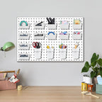 64 Pieces Pegboard Bins Pegboard Cups with Hooks and Loops Peg Hooks Assortment Organizer Accessory for Organizing Accessories Tools Storage Office Workshop Garage Workbench (White)