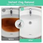 Drain Clog Remover Tool – 30”Anti-break Steel Sink Snake Hair Drain Cleaner Tool, Plumbing Snake with Rotating Handle & 6 Refills, Drain Hair Remover for Shower, Toilet, Kitchen Sink, Bathtub. 6-Pack