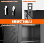 Aobabo Extra Large Cabinet on Wheels, Metal Storage Cabinet with Pegboards, Steel 2 Handles Locking Doors and Adjustable Shelves, for Garage Office, Black, 43.3''W x 21.6''D x 72''H, Assembly Required