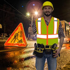 BeautyWill Custom Safety Vest Customized Logo Class 2 High Visibility Reflective Vest with Pockets Construction workwear