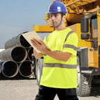 High Visibility Class 3 T Shirts，Hi Vis Safety Shirts with Reflective Strips and Pocket, Short Sleeve Quick Dry Mesh Construction Work Shirt for Men/Women Lime,4XL