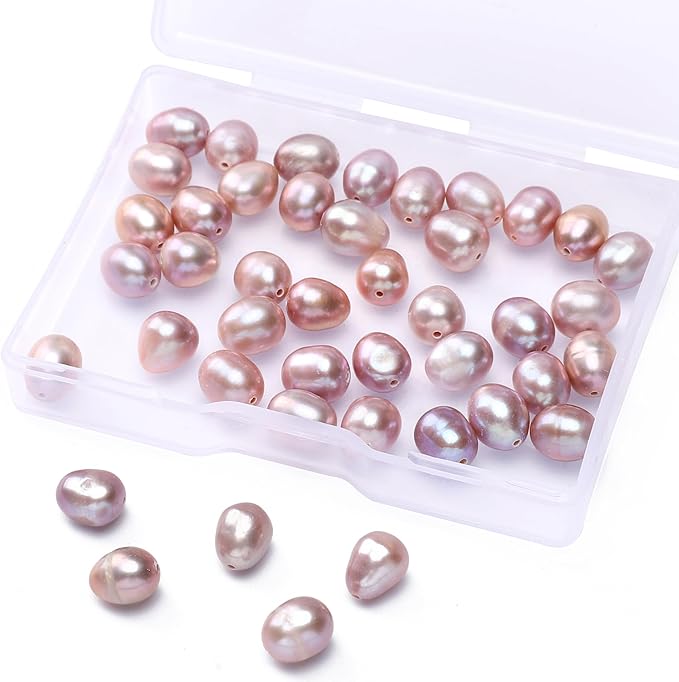 Natural Pearl Beads Rice 7-8mm Purple Freshwater Cultured Loose Gemstone Beads for DIY Jewelry Making 13.8''/Strand HQ